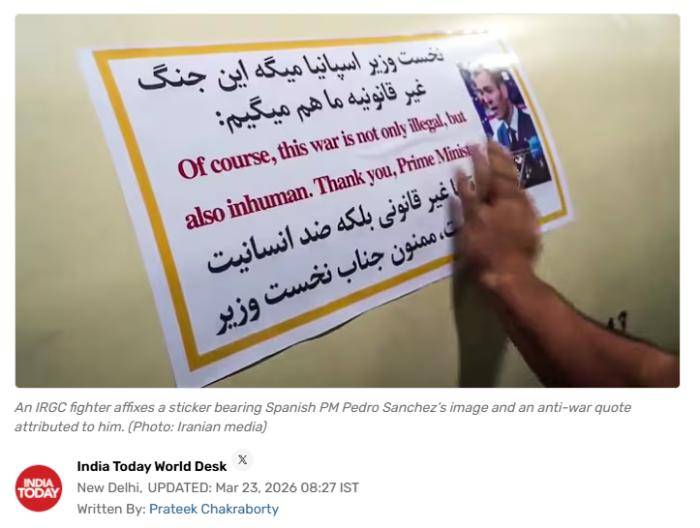 皇冠信用网最新地址_外媒：伊朗向以色列发射的导弹上写着感谢西班牙首相 谴责非法战争